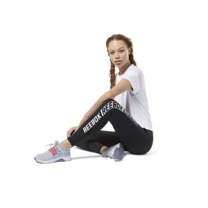 Legginsy Damskie Reebok Studio Lux - Graphic Czarne PL 26EZCJM